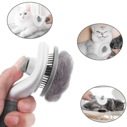 Push Top Slicker Pet Hair Brush - Image 4