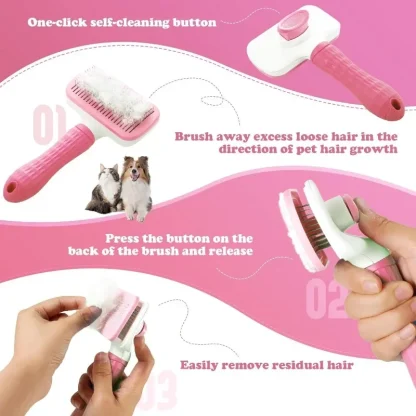 Push Top Slicker Pet Hair Brushes - Image 4